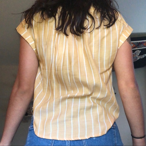 4 for $20 Yellow and White Button Up Shirt - Picture 3 of 3